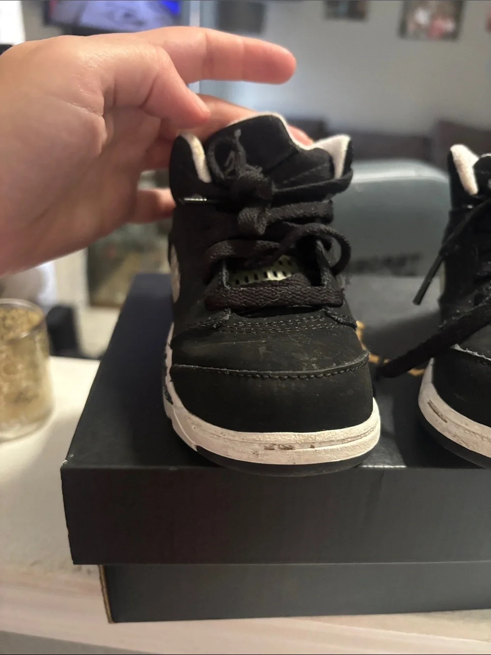Jordan Kids Black and White High-Top Sneakers
